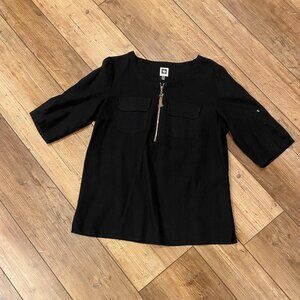ANNE KLEIN Women’s M Linen Viscose Blouse Black